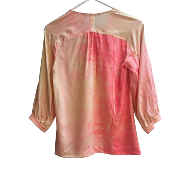 Diane Bon Furstenberg Cahil Gray Silk V-Neck Top Ombre Top Sz 0 Womens - Picture 2 of 7